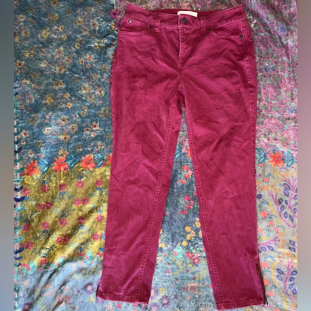 Petite Cropped Red Pants